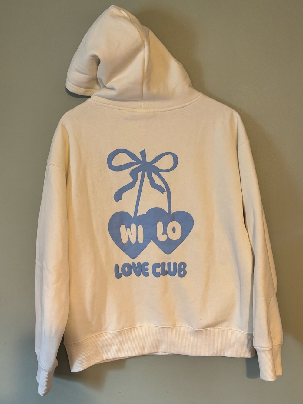 Wilo the Label Love Club hoodie Soft yellow with light blue graphics